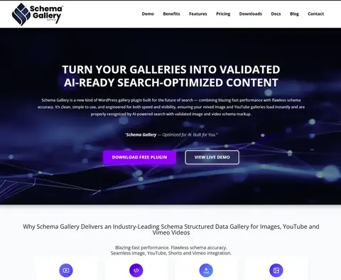 Schema Gallery website homepage — AI-ready WordPress gallery plugin